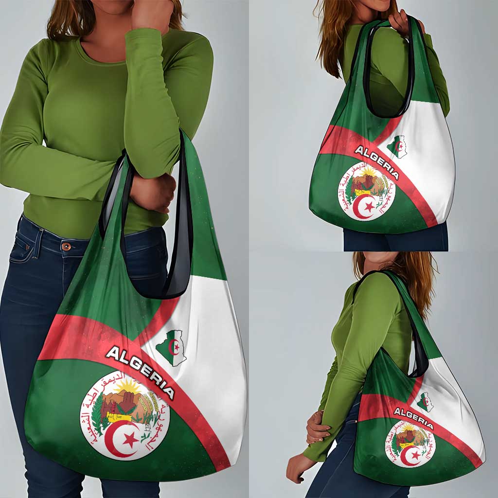Algeria Grocery Bag with National Emblem and Map Design