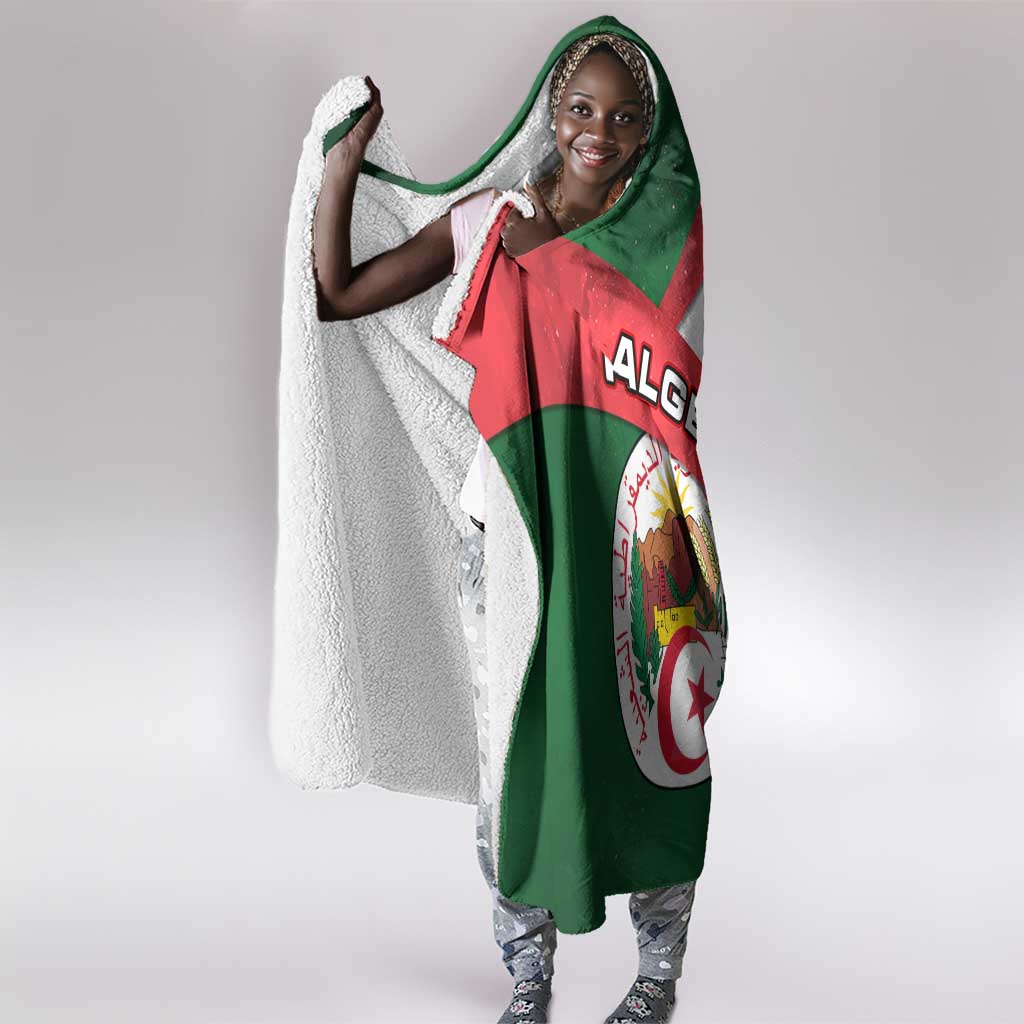 Algeria Hooded Blanket with National Emblem and Map Design