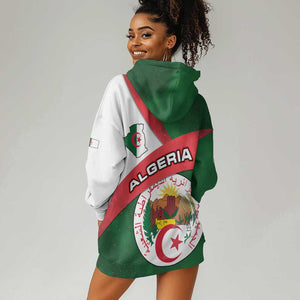 Algeria Hoodie Dress with National Emblem and Map Design