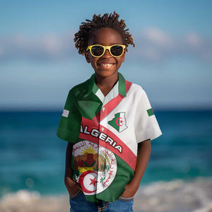 Algeria Kid Hawaiian Shirt with National Emblem and Map Design