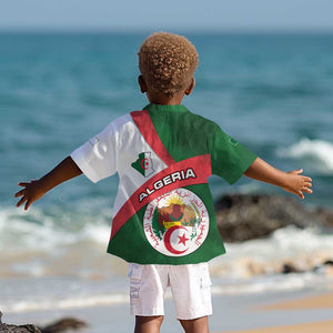 Algeria Kid Hawaiian Shirt with National Emblem and Map Design