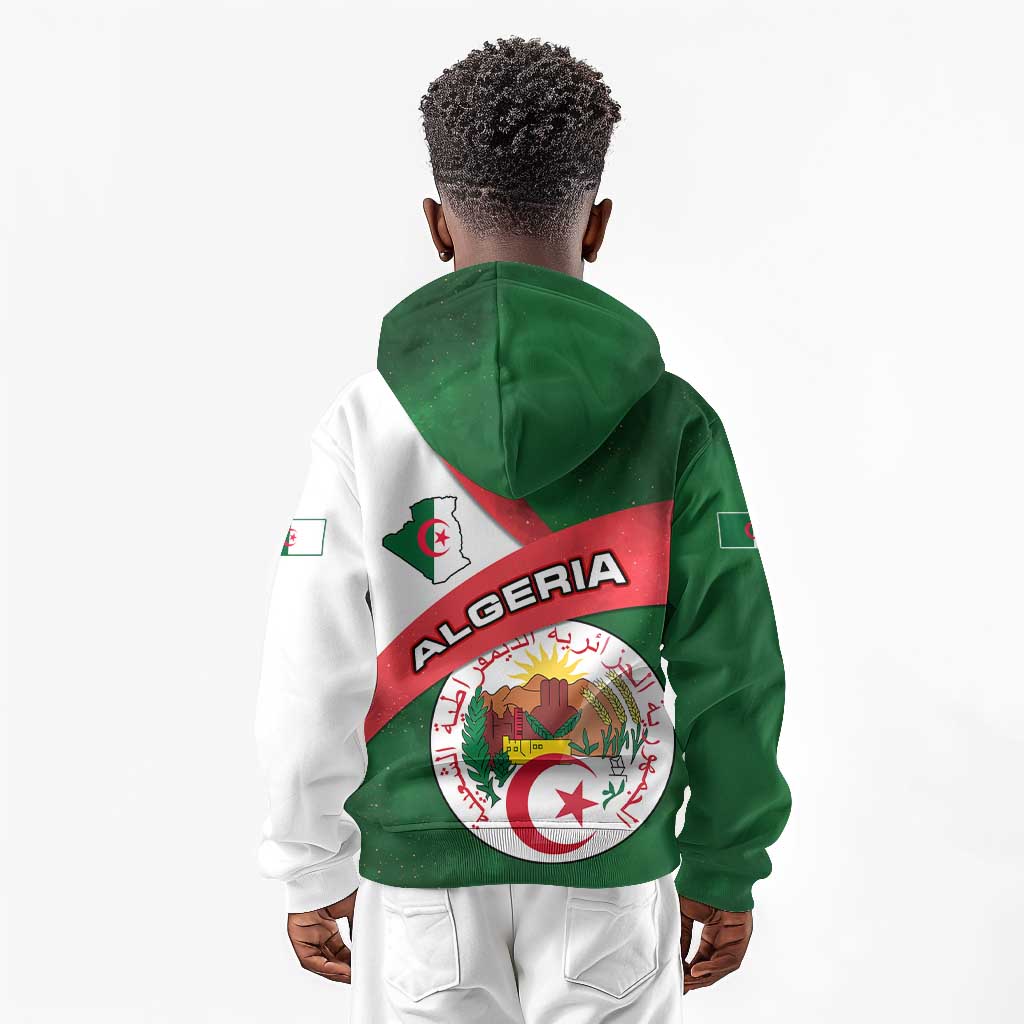 Algeria Kid Hoodie with National Emblem and Map Design