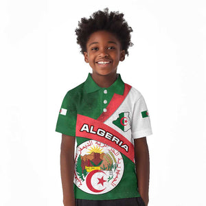 Algeria Kid Polo Shirt with National Emblem and Map Design