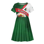 Algeria Kid Short Sleeve Dress with National Emblem and Map Design