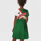 Algeria Kid Short Sleeve Dress with National Emblem and Map Design