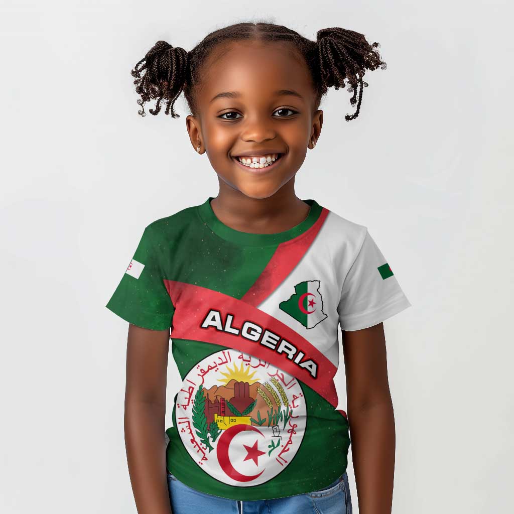 Algeria Kid T shirt with National Emblem and Map Design