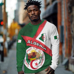 Algeria Long Sleeve Shirt with National Emblem and Map Design