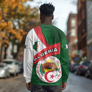 Algeria Long Sleeve Shirt with National Emblem and Map Design