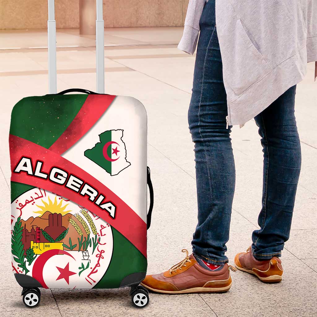 Algeria Luggage Cover with National Emblem and Map Design