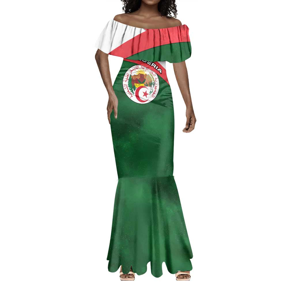Algeria Mermaid Dress with National Emblem and Map Design