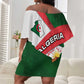 Algeria Off Shoulder Short Dress with National Emblem and Map Design