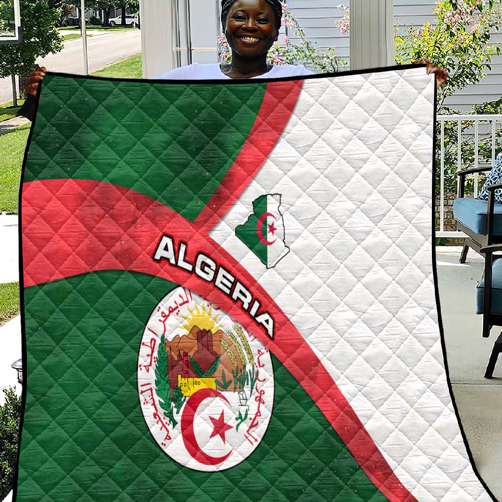 Algeria Quilt with National Emblem and Map Design