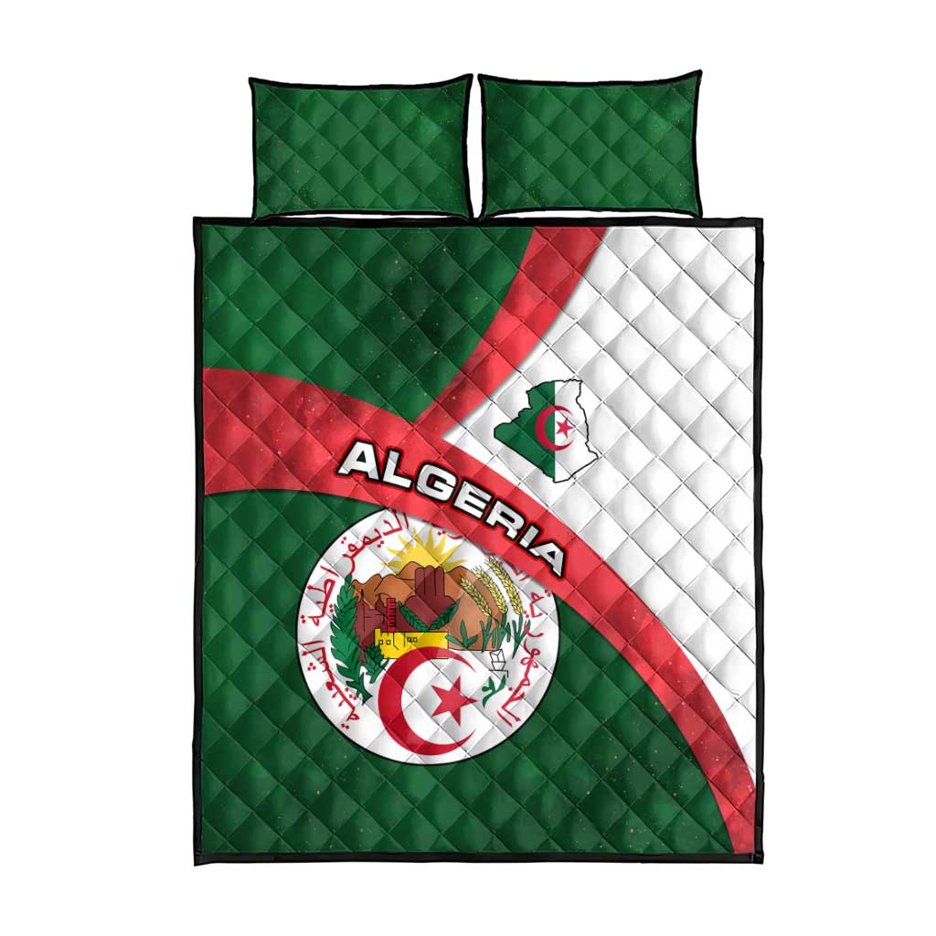 Algeria Quilt Bed Set with National Emblem and Map Design