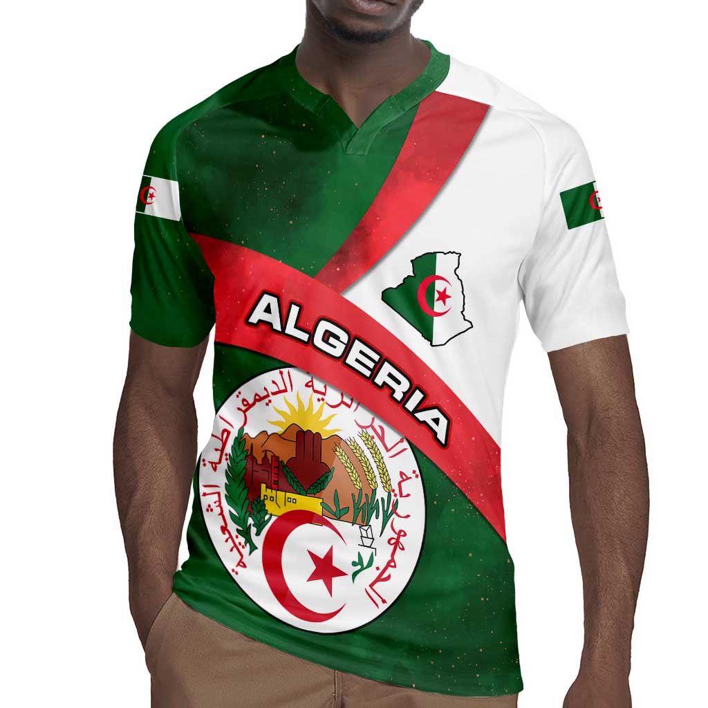 Algeria Rugby Jersey with National Emblem and Map Design