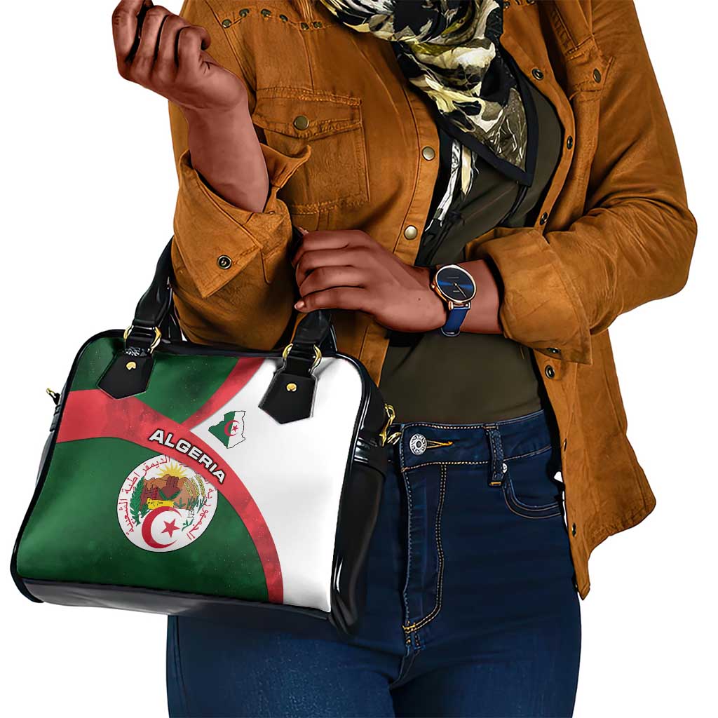 Algeria Shoulder Handbag with National Emblem and Map Design