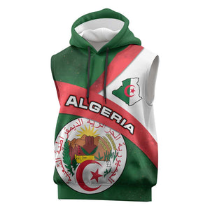 Algeria Sleeveless Hoodie with National Emblem and Map Design - African Pride
