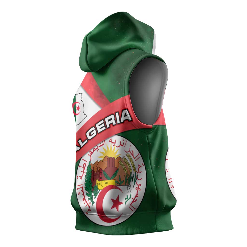 Algeria Sleeveless Hoodie with National Emblem and Map Design - African Pride
