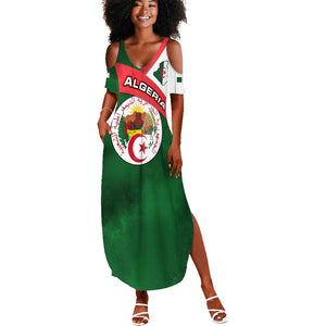 Algeria Summer Maxi Dress with National Emblem and Map Design
