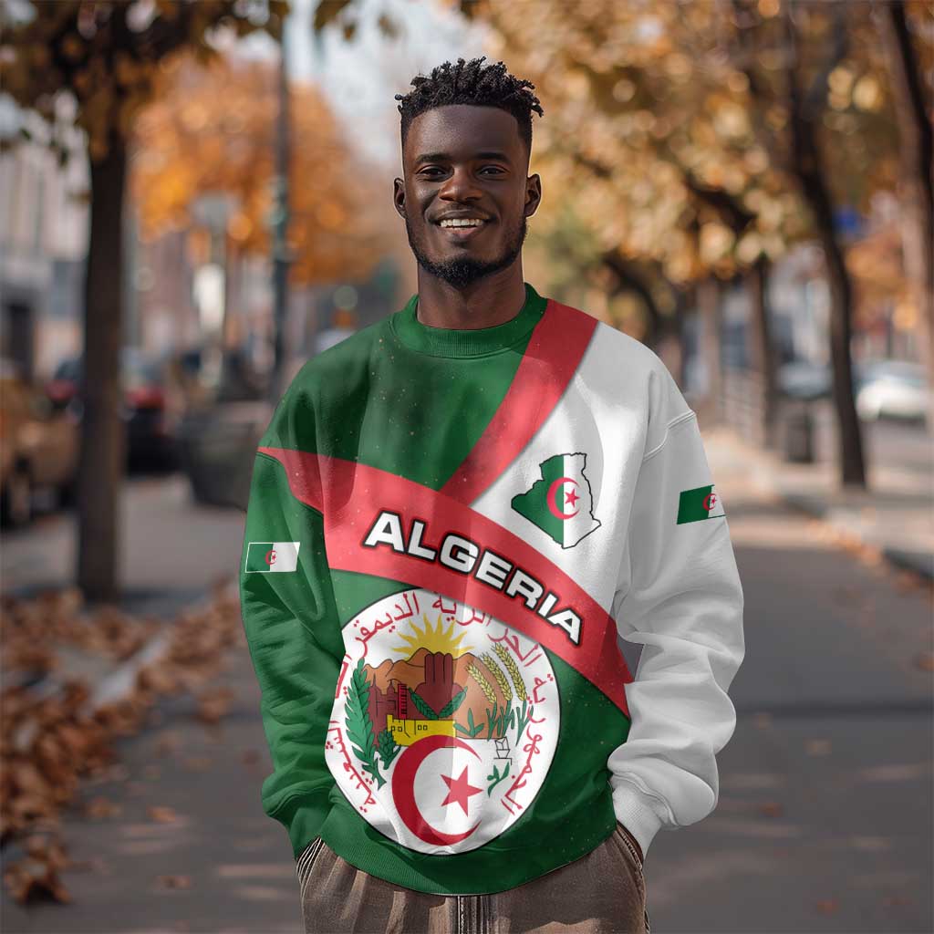 Algeria Sweatshirt with National Emblem and Map Design