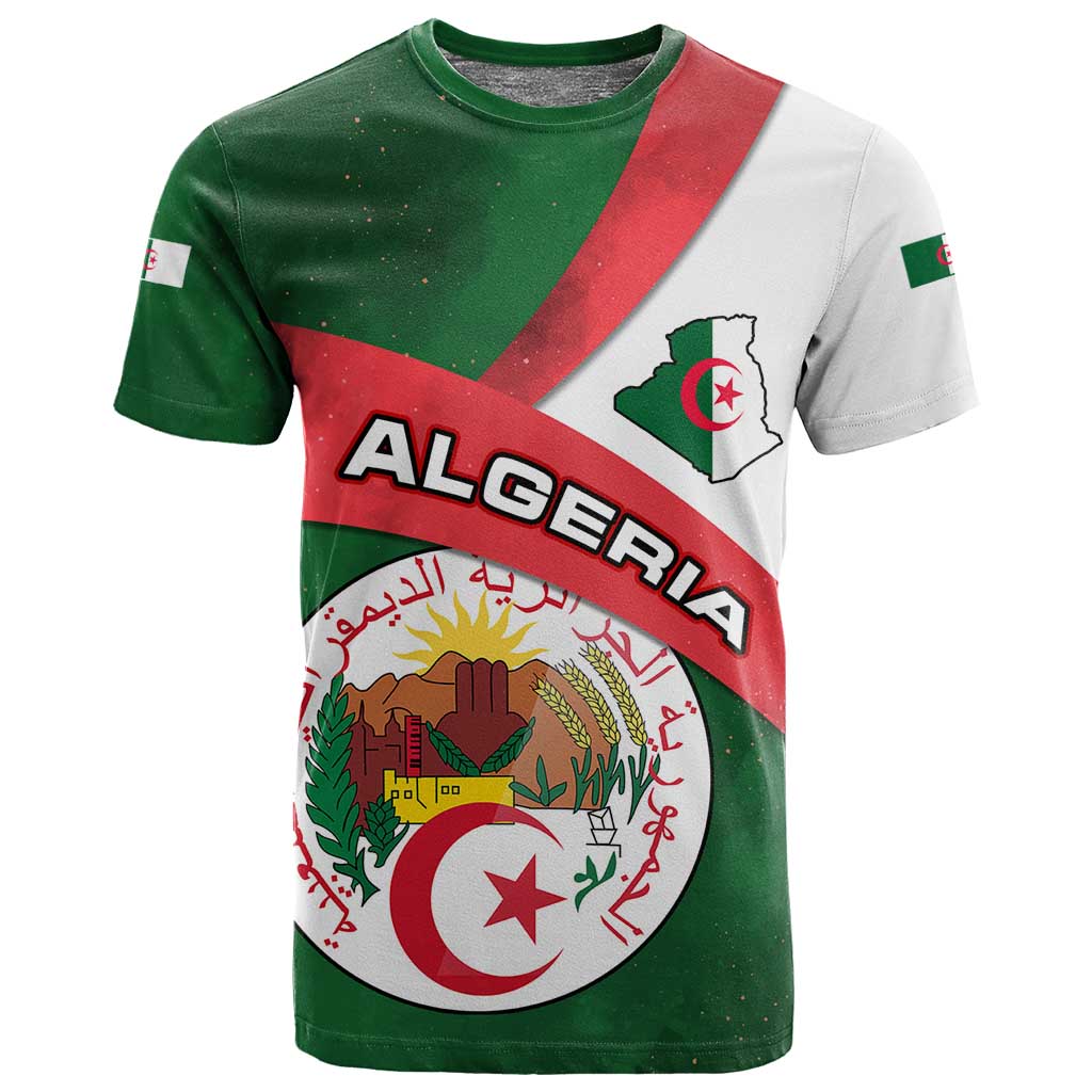 Algeria T shirt with National Emblem and Map Design