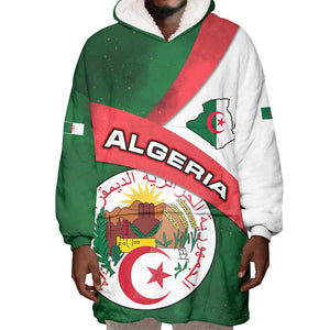 Algeria Wearable Blanket Hoodie with National Emblem and Map Design
