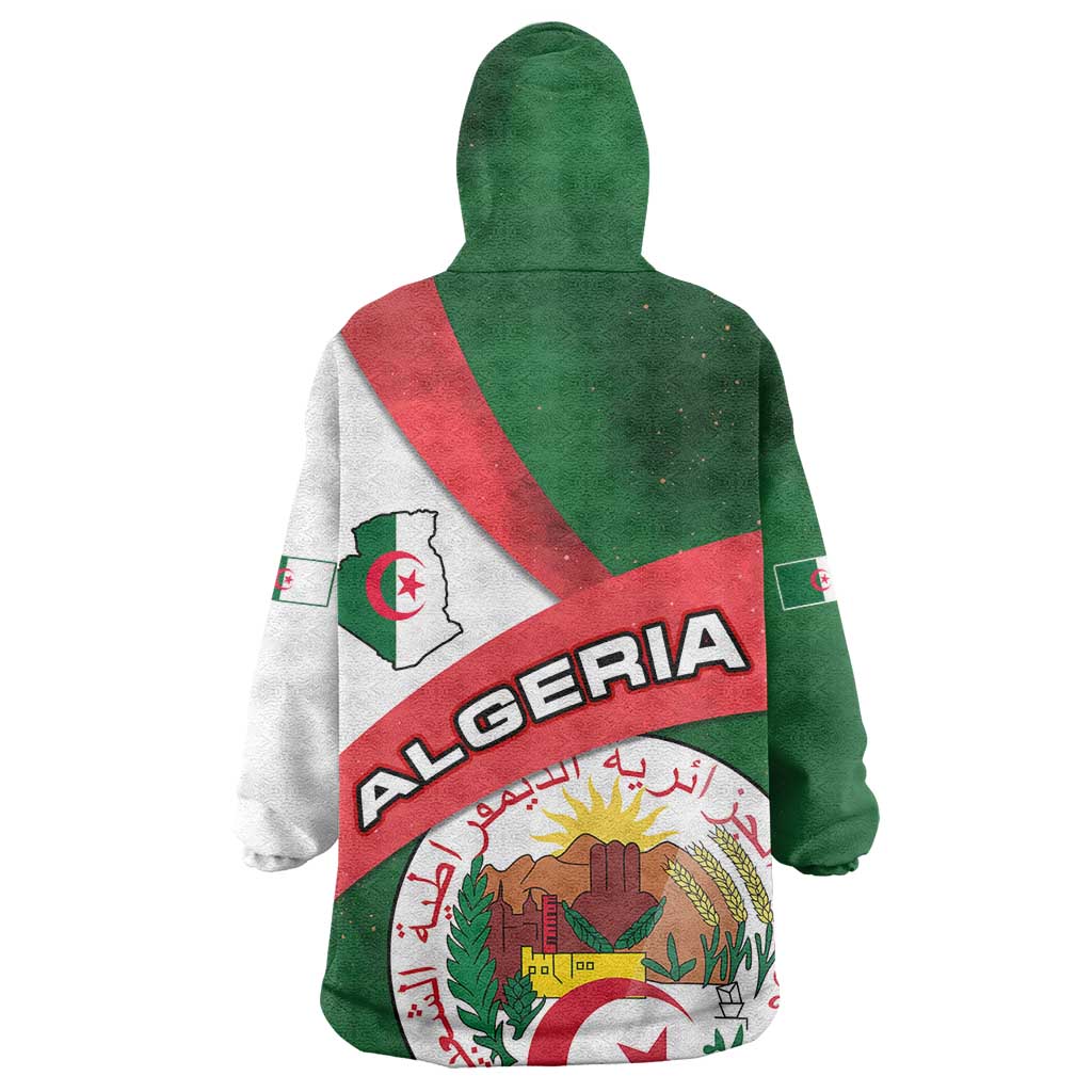 Algeria Wearable Blanket Hoodie with National Emblem and Map Design