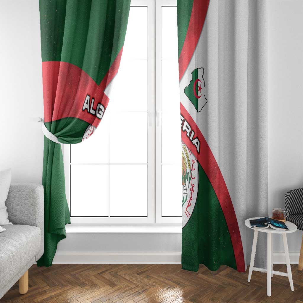 Algeria Window Curtain with National Emblem and Map Design