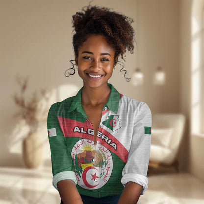 Algeria Women Casual Shirt with National Emblem and Map Design