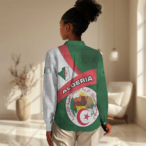 Algeria Women Casual Shirt with National Emblem and Map Design