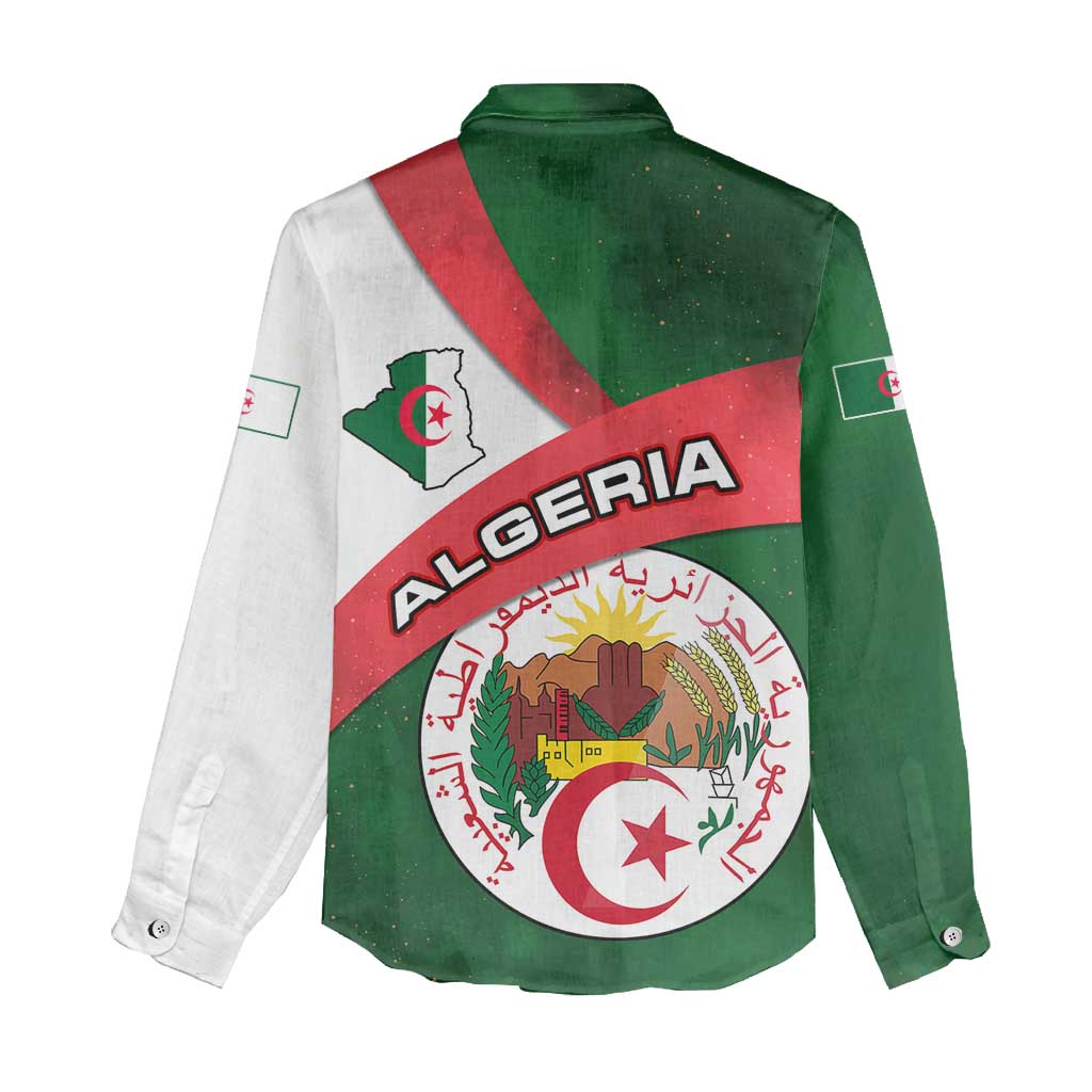 Algeria Women Casual Shirt with National Emblem and Map Design