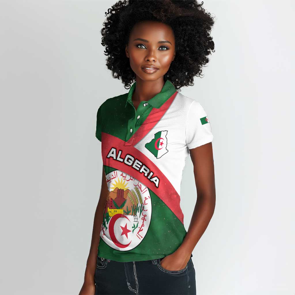 Algeria Women Polo Shirt with National Emblem and Map Design