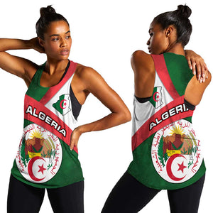 Algeria Women Racerback Tank with National Emblem and Map Design