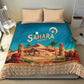 Sahara Algeria Bedding Set with Desert Camel Landscape and Islamic Motif Design