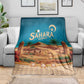 Sahara Algeria Blanket with Desert Camel Landscape and Islamic Motif Design