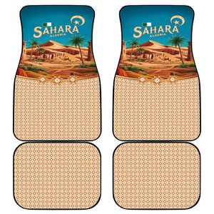 Sahara Algeria Car Mats with Desert Camel Landscape and Islamic Motif Design