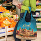 Sahara Algeria Grocery Bag with Desert Camel Landscape and Islamic Motif Design