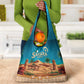 Sahara Algeria Grocery Bag with Desert Camel Landscape and Islamic Motif Design