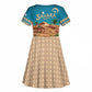 Sahara Algeria Kid Short Sleeve Dress with Desert Camel Landscape and Islamic Motif Design