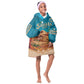 Sahara Algeria Kid Wearable Blanket Hoodie with Desert Camel Landscape and Islamic Motif Design
