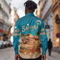 Sahara Algeria Long Sleeve Button Shirt with Desert Camel Landscape and Islamic Motif Design