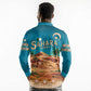 Sahara Algeria Long Sleeve Polo Shirt with Desert Camel Landscape and Islamic Motif Design