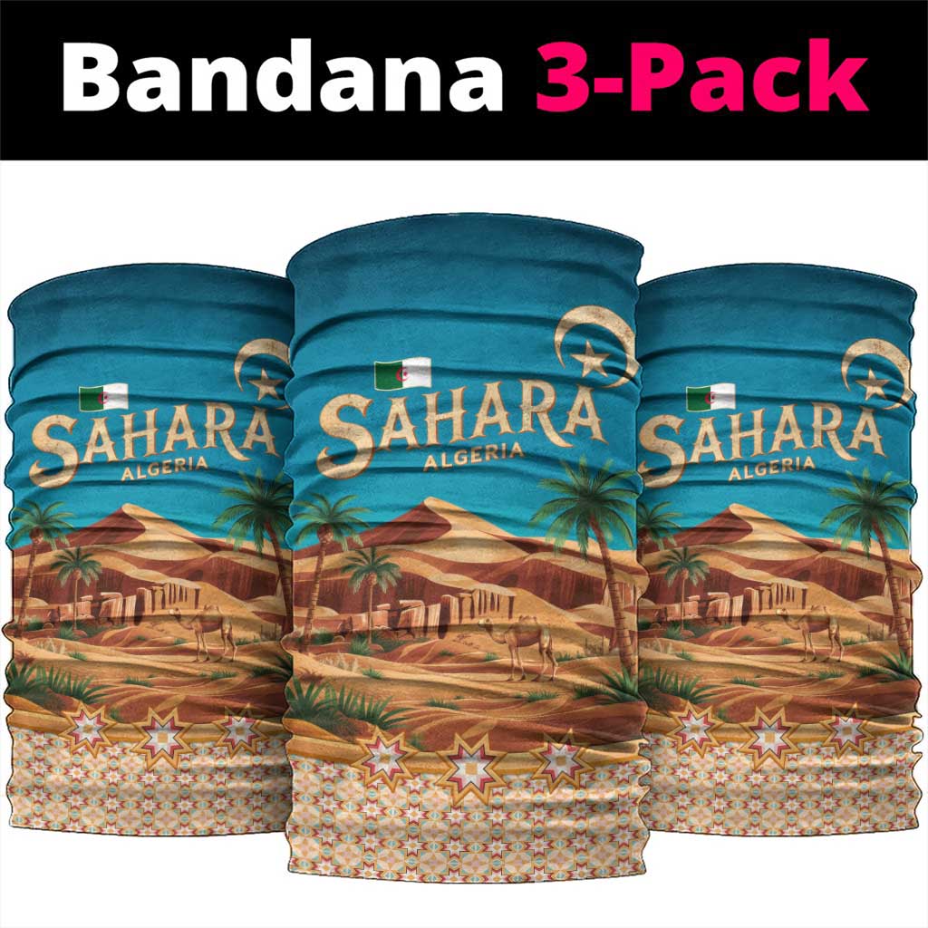 Sahara Algeria Neck Gaiter Desert Camel Landscape and Islamic Motif Design TS04
