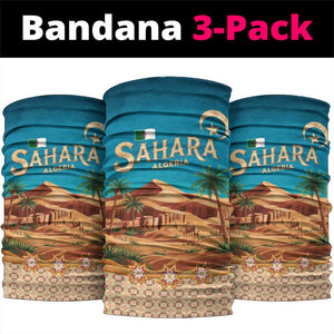 Sahara Algeria Neck Gaiter with Desert Camel Landscape and Islamic Motif Design - African Pride