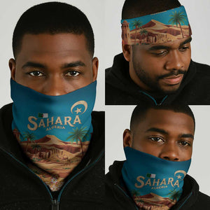 Sahara Algeria Neck Gaiter with Desert Camel Landscape and Islamic Motif Design - African Pride