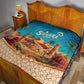 Sahara Algeria Quilt with Desert Camel Landscape and Islamic Motif Design