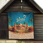 Sahara Algeria Quilt with Desert Camel Landscape and Islamic Motif Design