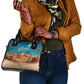 Sahara Algeria Shoulder Handbag with Desert Camel Landscape and Islamic Motif Design