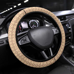 Sahara Algeria Steering Wheel Cover with Desert Camel Landscape and Islamic Motif Design