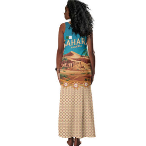 Sahara Algeria Tank Maxi Dress with Desert Camel Landscape and Islamic Motif Design