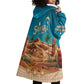 Sahara Algeria Wearable Blanket Hoodie with Desert Camel Landscape and Islamic Motif Design